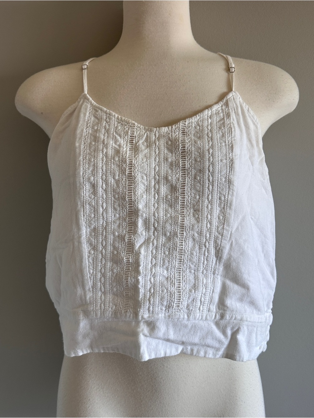 Frame Denim White Lace-Front Cropped Cami